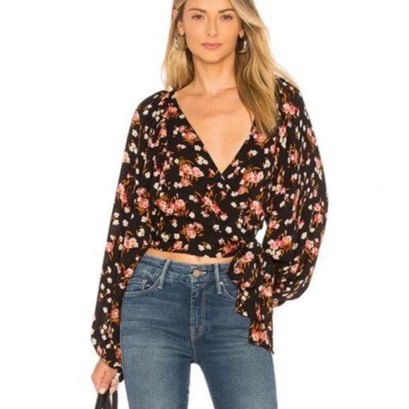 ! A.L.C. Carla Floral Silk Wrap Blouse sz 4 - Picture 2 of 6